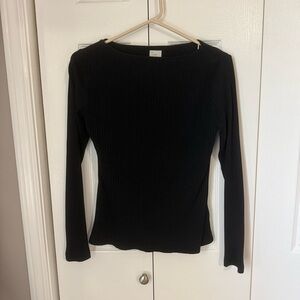 a new day Black Long Sleeve Ribbed Top
